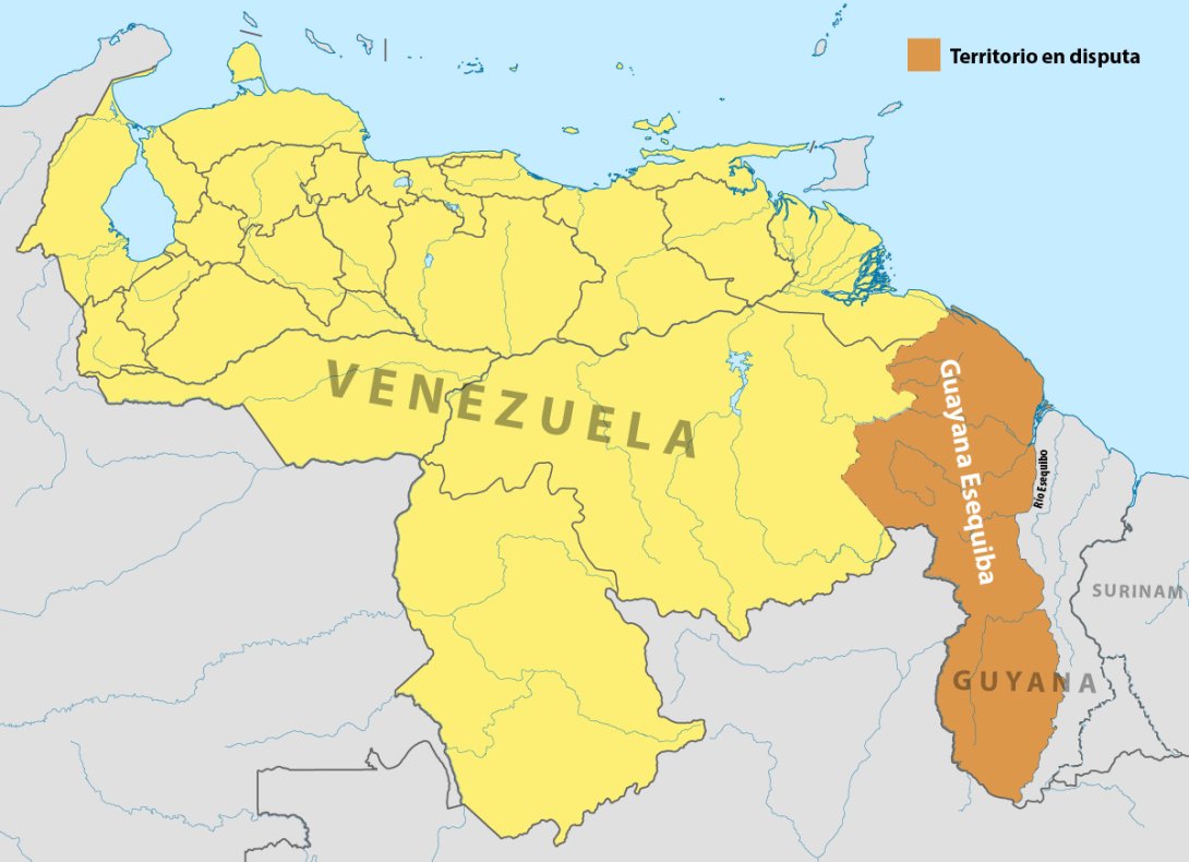 Territorio de Guyana pretendido por Venezuela.