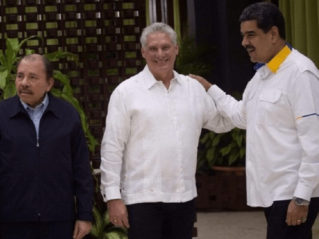 Daniel Ortega, Miguel Díaz-Canel y Nicolás Maduro.