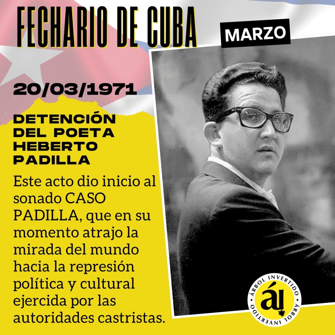 Postal de Fechario de Cuba. 20 de marzo de 1971. Detienen a Heberto Padilla