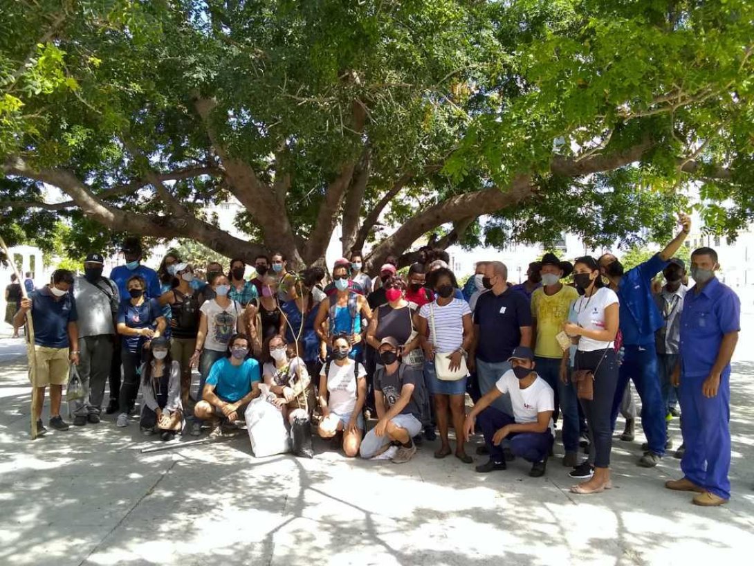 Participantes en la siembra de árboles convocada por Habana Verde, en el Día Mundial del Medio Ambiente (5 de junio 2021).