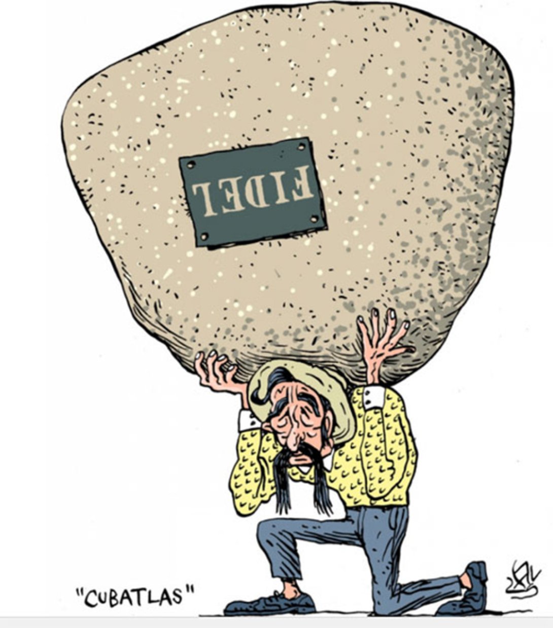 "Cubatlas". Caricatura de Alen lauzán.