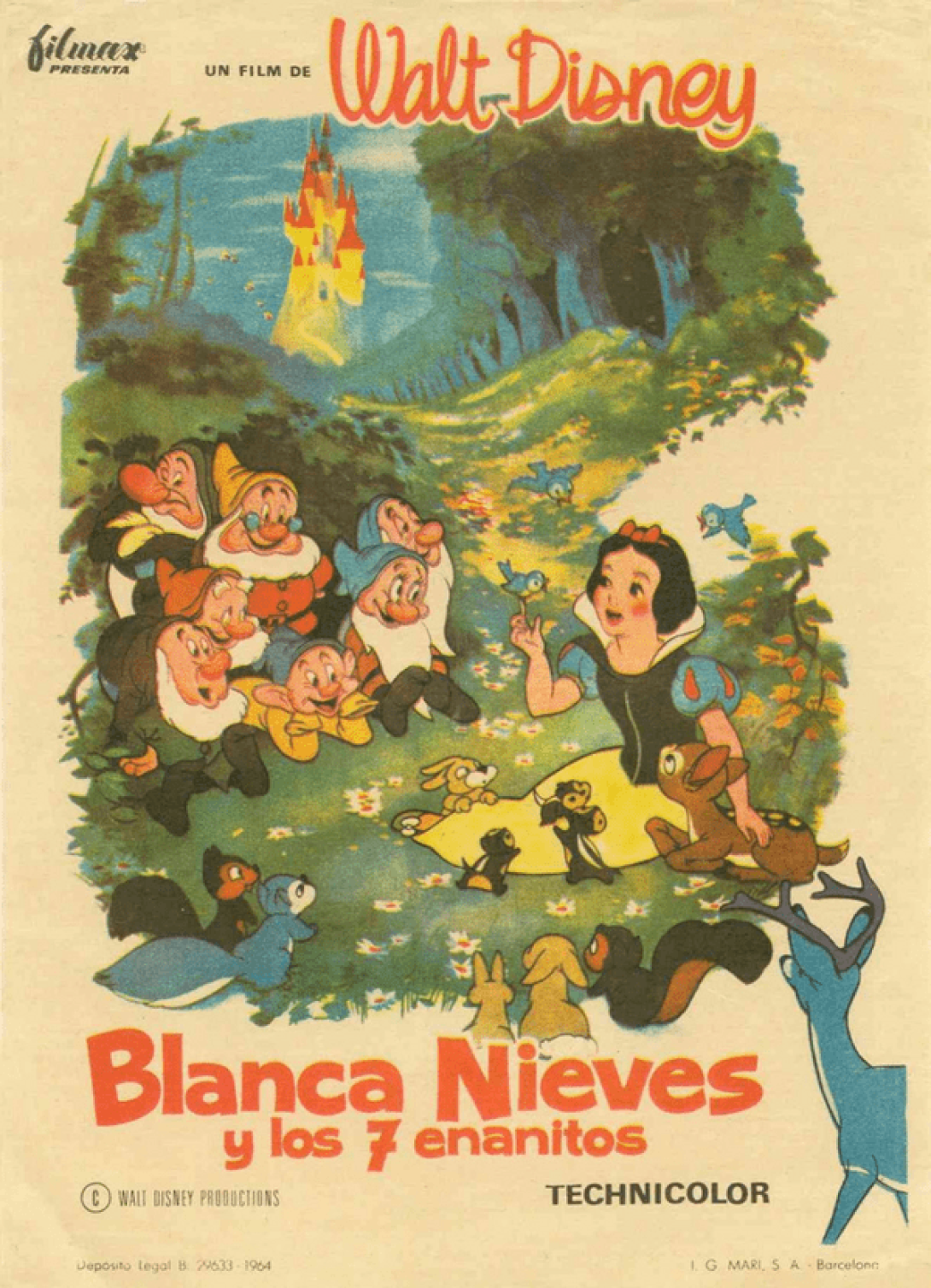 Portada de la película animada Blanca Nieves y los siete enanito, de Walt Disney.