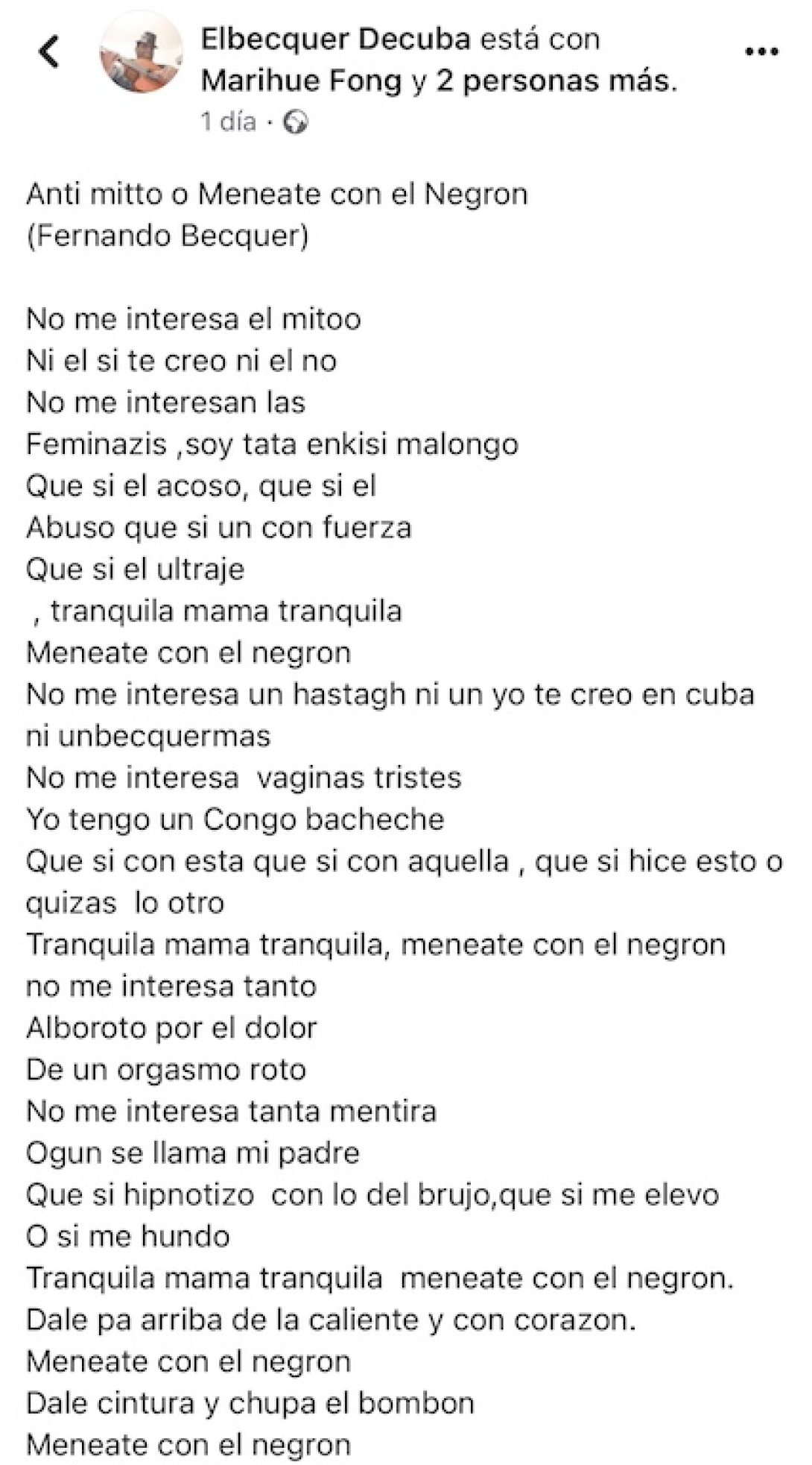 Canción misógina de Fernando Bécquer.