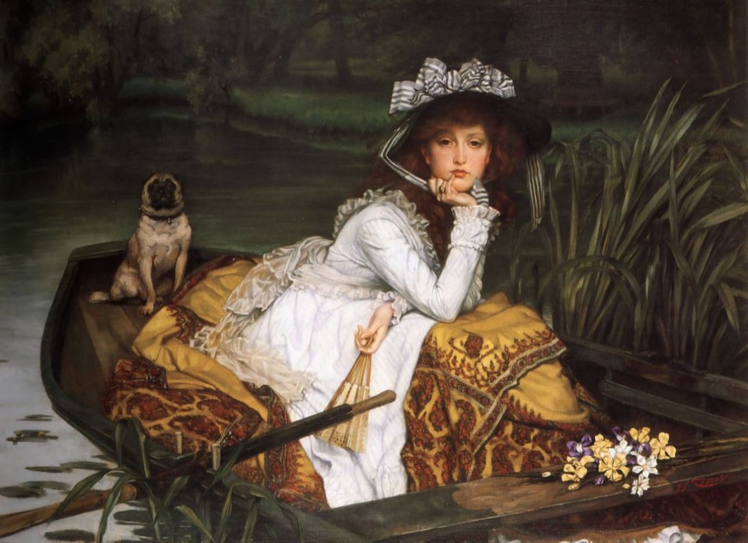 "Mujer joven en un bote", James Tissot, 1870. Esta obra suele asociarse con la figura de Emma Bovary.