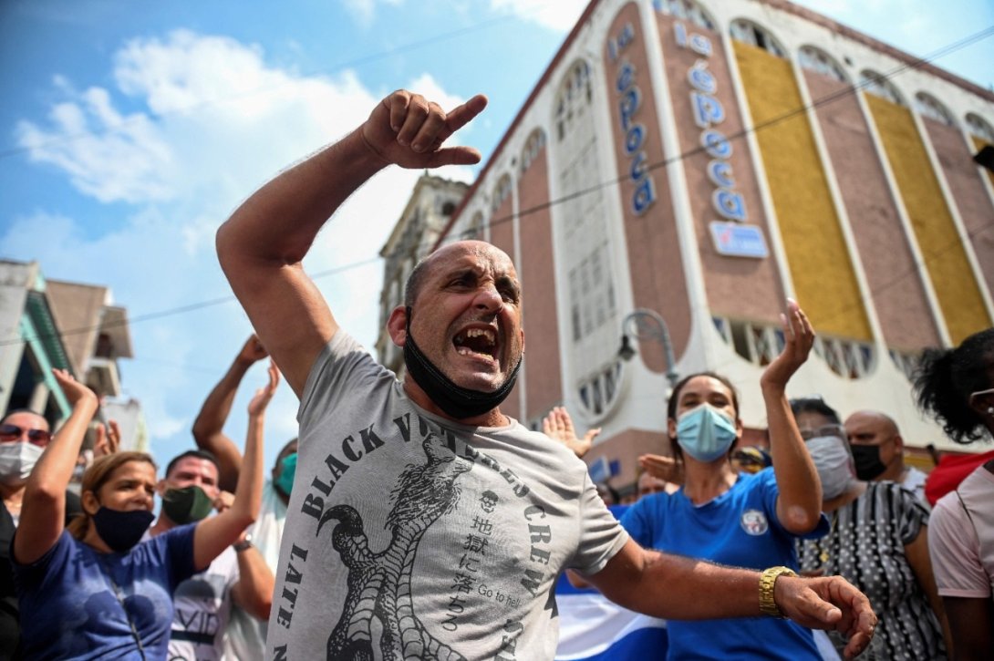Protestas en Cuba. 11 de julio 2021. Hombre grita