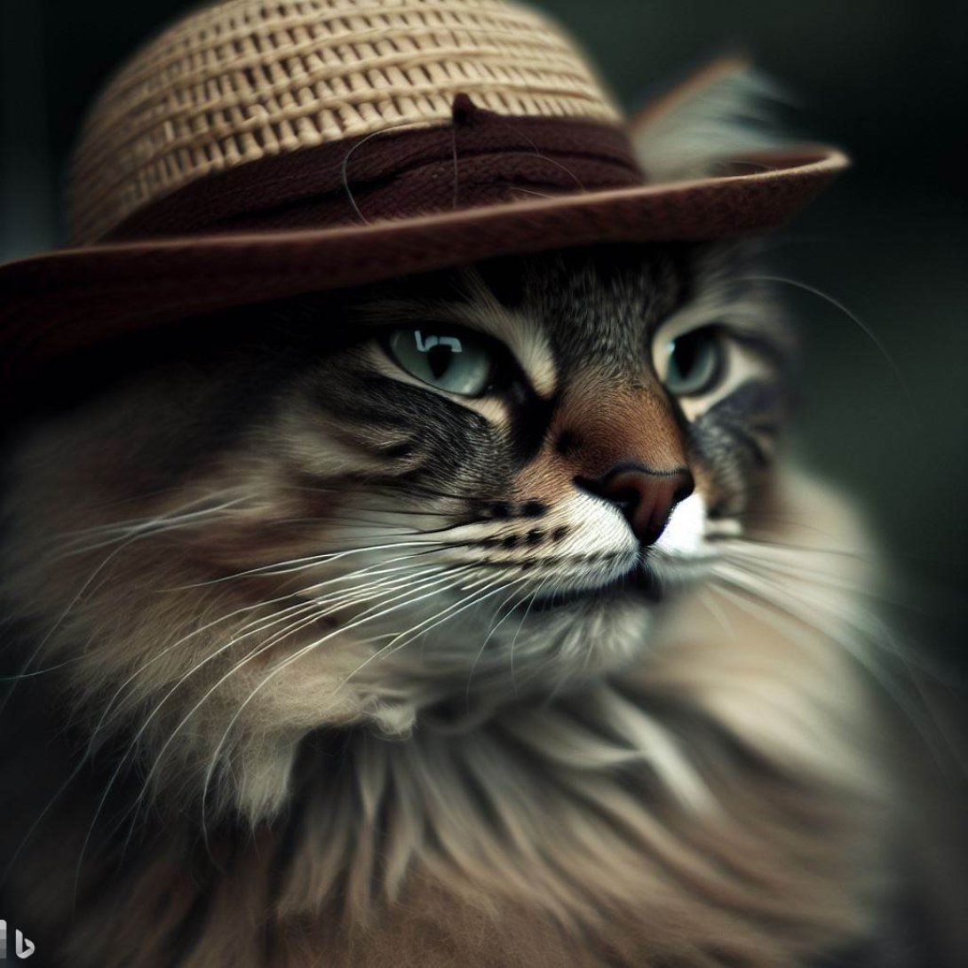 Gato con sombrero generado por IA (II). | Imagen: Bing Image Generator.