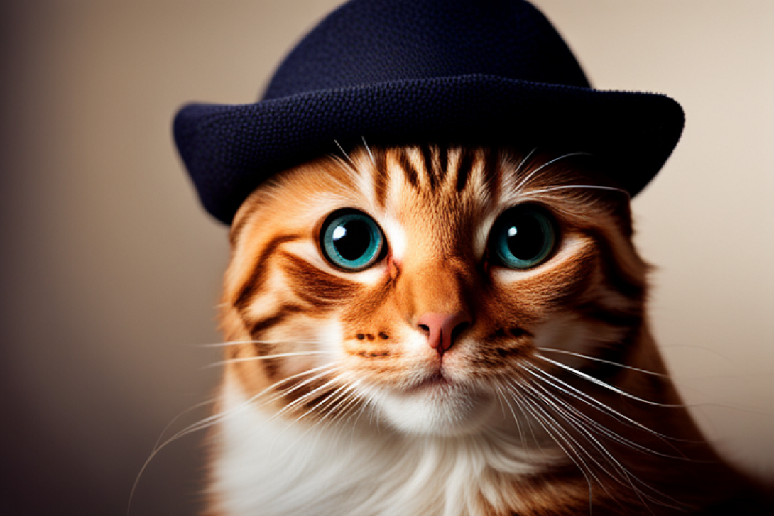 Gato con sombrero generado por IA (III). | Imagen: Stable Difussion.