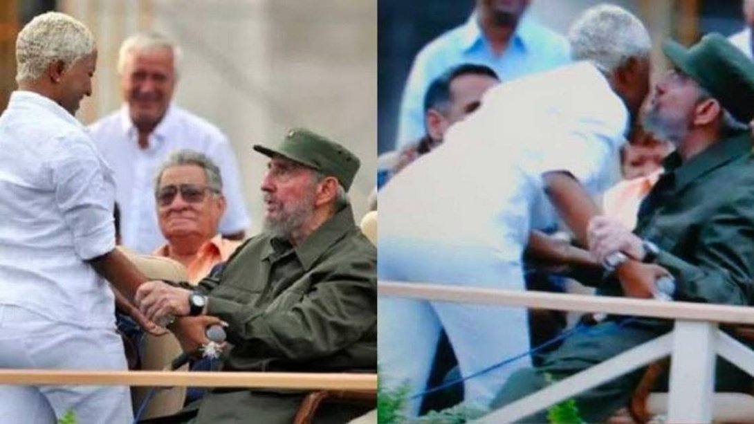 Haila besa a Fidel Castro.