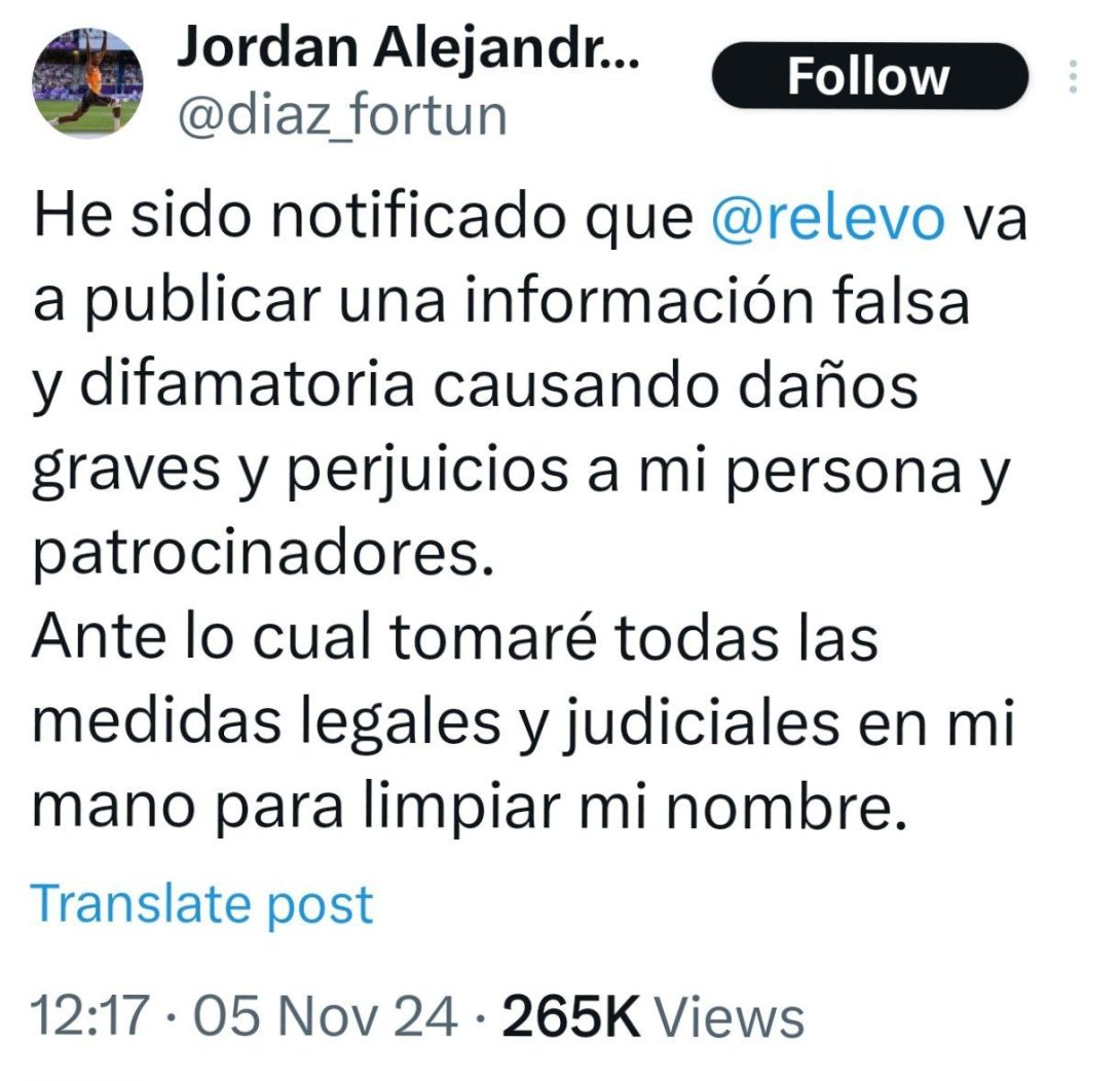 Tweet de Jordan Díaz.