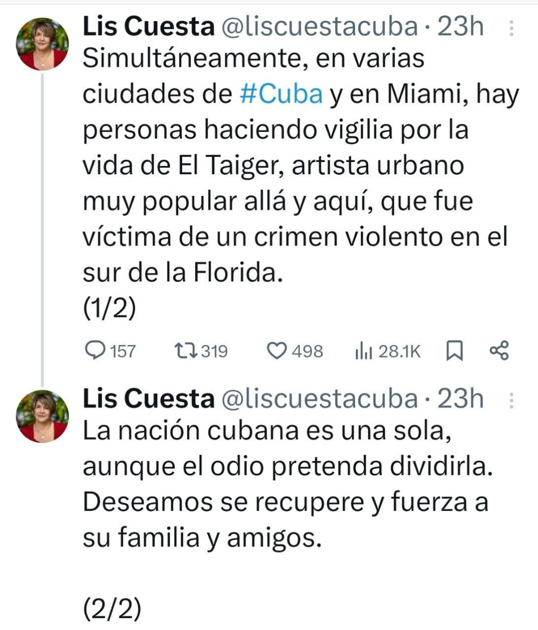 Lis Cuesta sobre El Taiger.