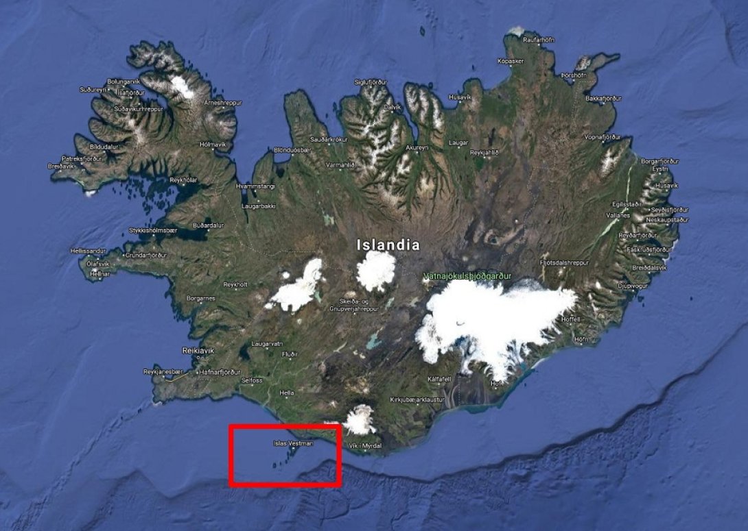 Ubicación del Faro de Thridrangar en la costa sur de Islandia.