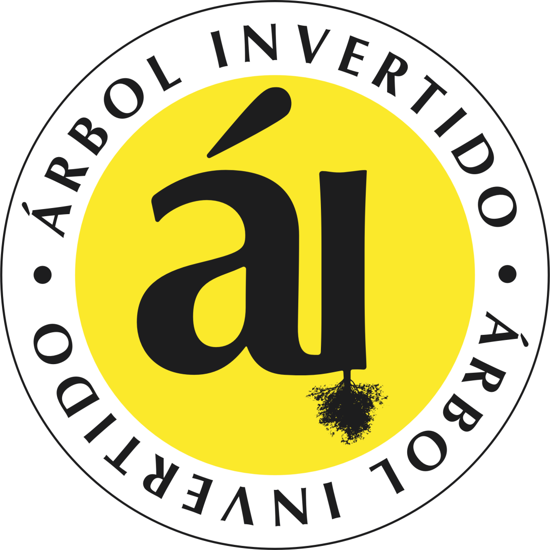 Logo de Árbol Invertido. Modo Sello, amarillo. En PNG.