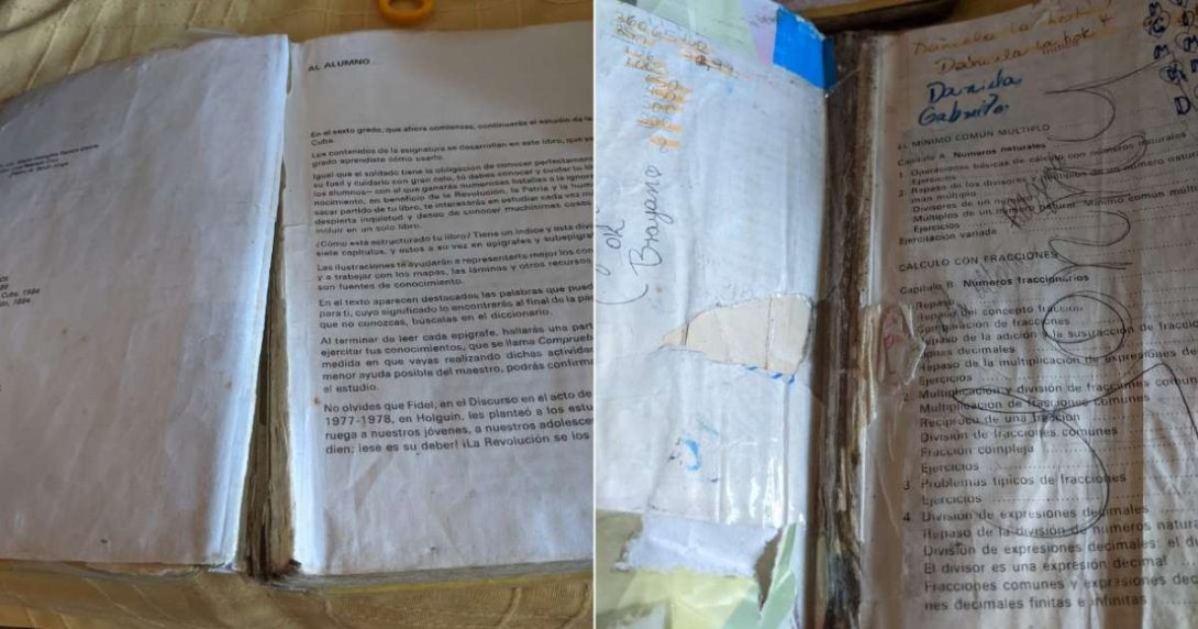 Libros de texto cubanos en mal estado