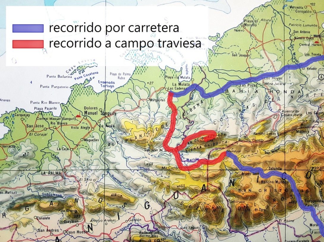 Mapa del recorrido de la excursión al Pan