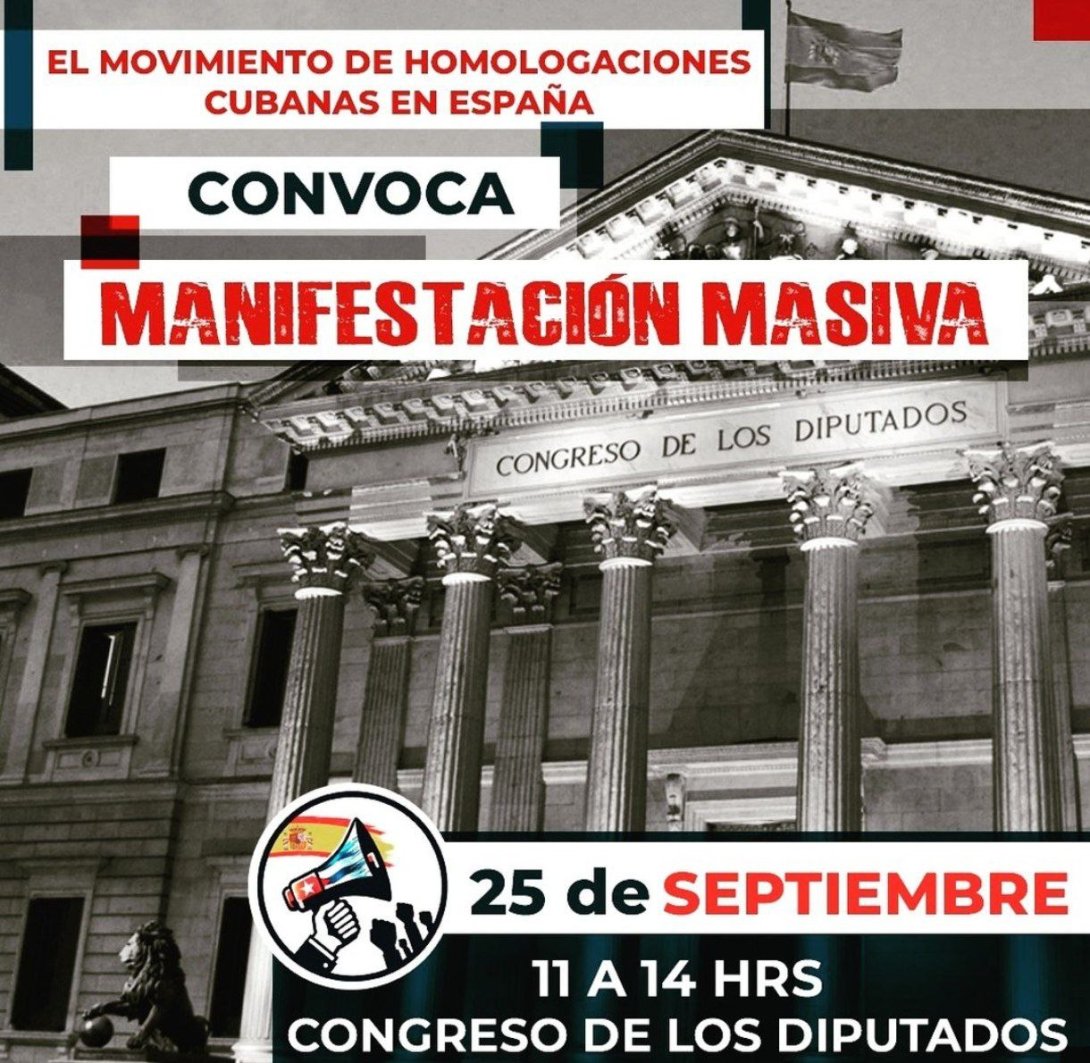 Cartel de la manifestación de médicos cubanos en Madrid.