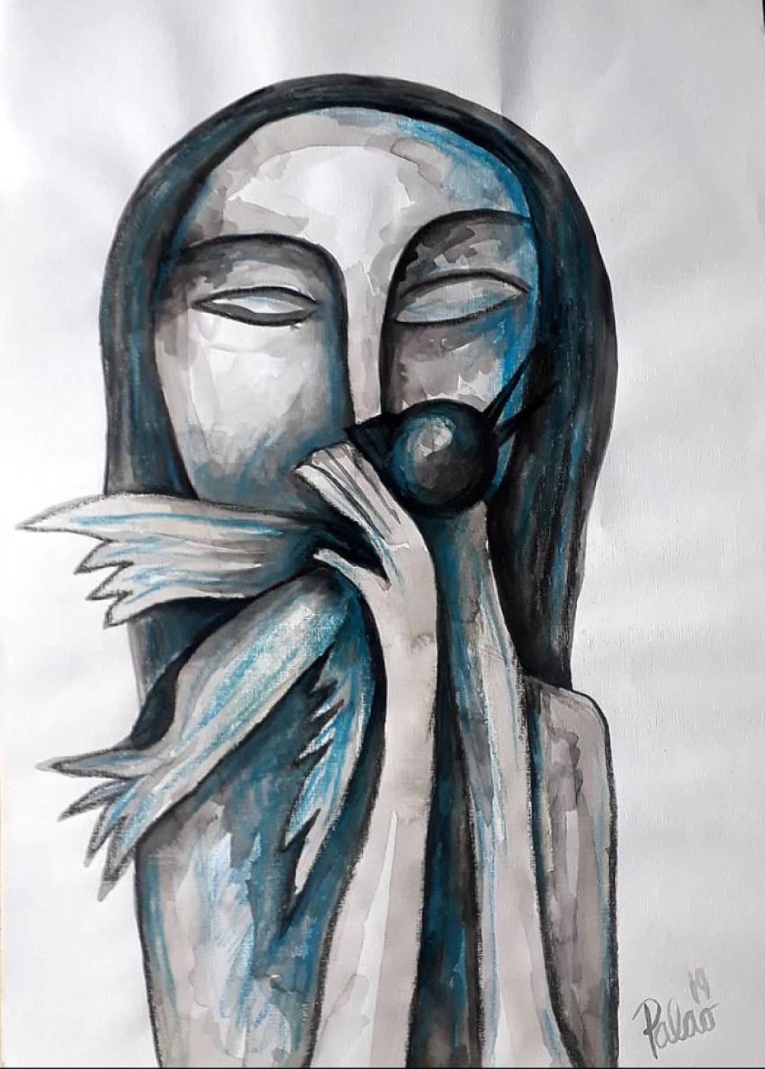 Mujer y pájaro