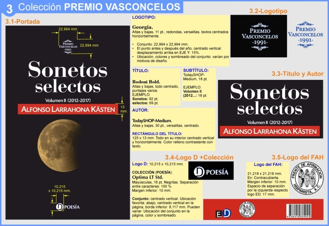 Pauta de diseño de cubierta de la Colección Premio Vasconcelos en Ediciones Deslinde