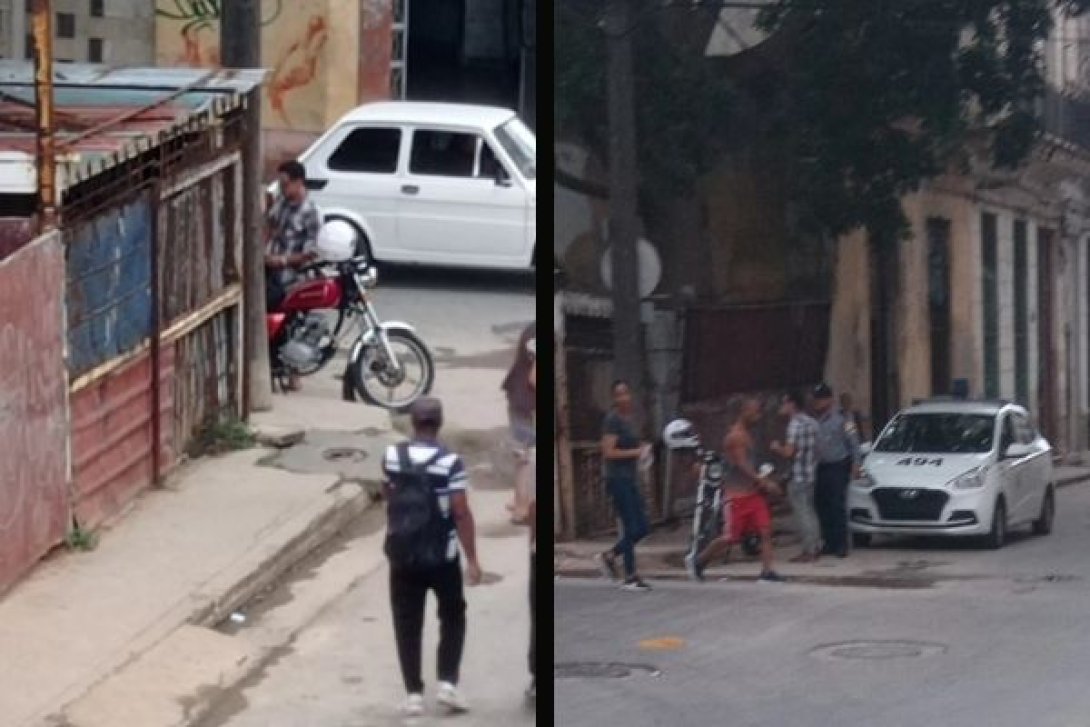 Policías (de civil y en uniforme) cerca de la casa de Raymar Aguado Hernández.