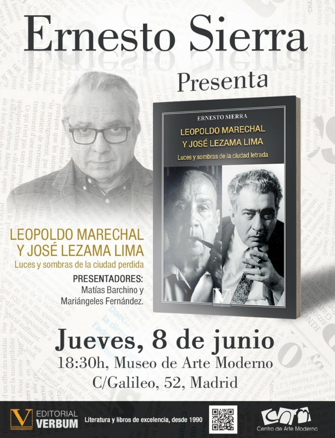 Cartel de la presentación del libro de Ernesto Sierra.