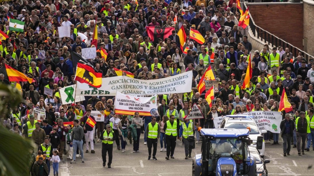 Agricultores protestan en España.