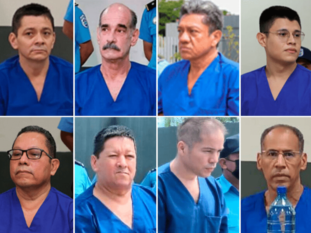 Retratos de algunos de los principales presos políticos en Nicaragua.