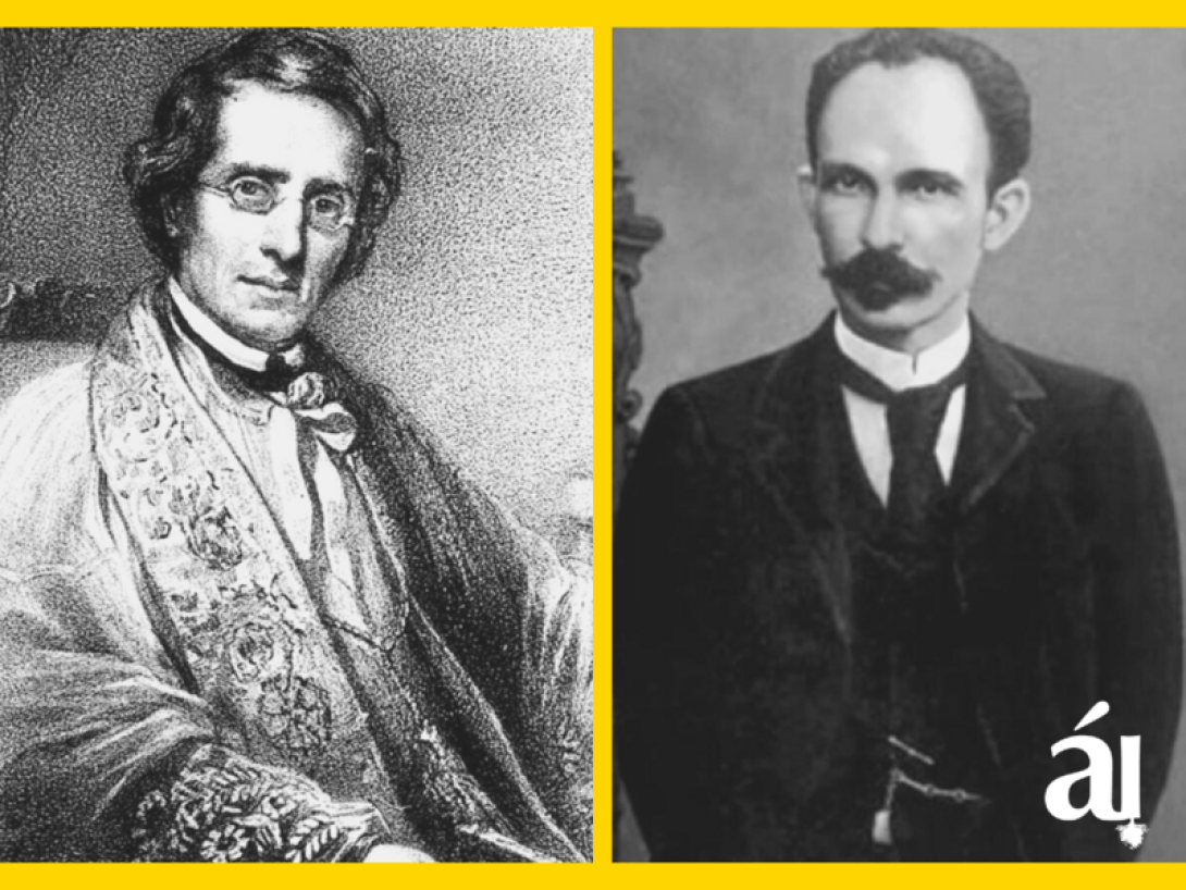 Retratos de Varela y Martí, padres fundadores de la nación cubana.