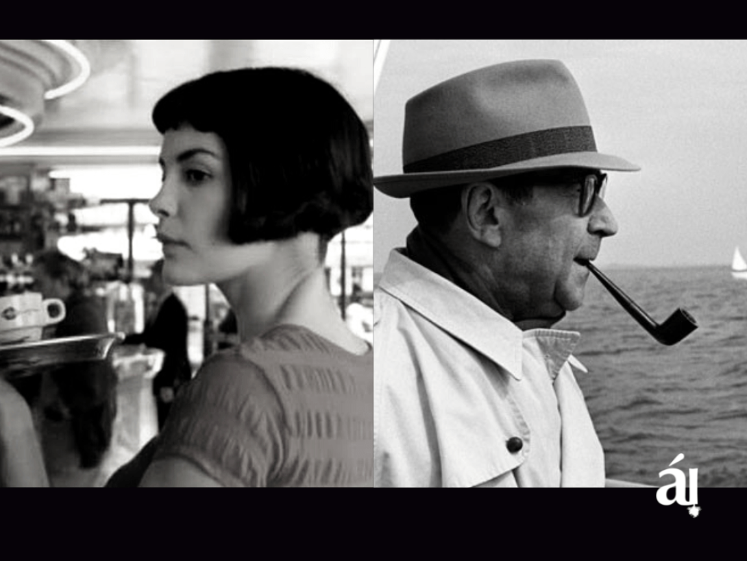 El personaje cinematográfico Amélie Poulan y el escritor Georges Simenon.