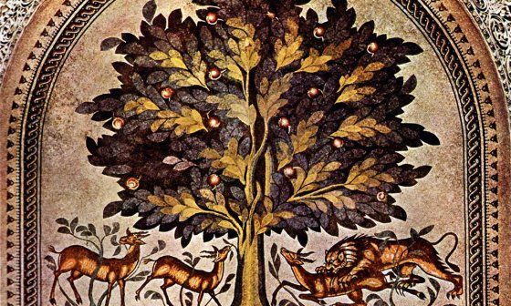 Representación del Árbol de la Vida en un mosaico bizantino.