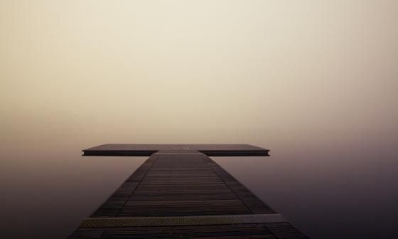 pier, fog, lake