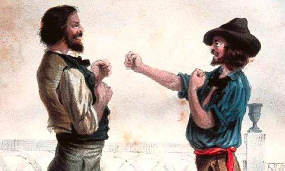 dos hombres peleando