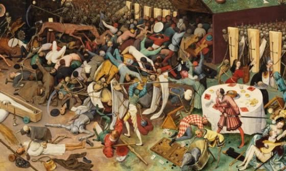 Las pestes medievales expresadas en "El triunfo de la muerte" (detalle) de Pieter Brueghel.