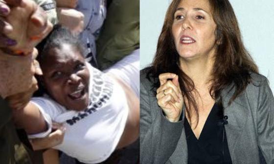 Una dama de Blanco reprimida en Cuba y Mariela Castro.