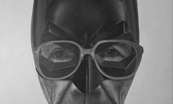 Obra de la serie "ID", de Abel Monagas Alfonso, hombre con máscara de Batman