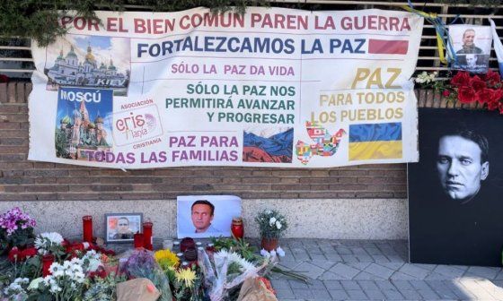 Homenaje a Alexei Navalni en Madrid.