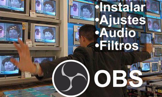 Estudio de TV y programa OBS para instalar ajustes transmitir audio