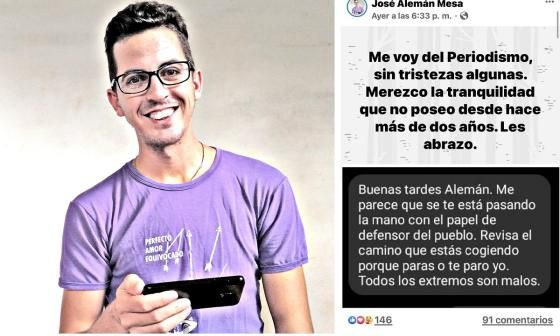 Periodista José Alemán Mesa y mensajes: menaza recibida, y su despedida