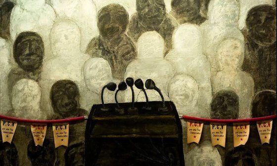 "Una tribuna para la paz democrática", de Antonia Éiriz (1968).