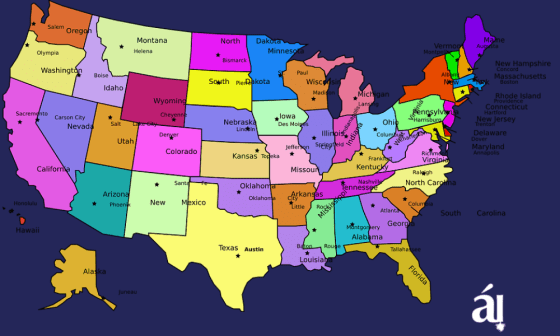 Mapa de Estados Unidos.