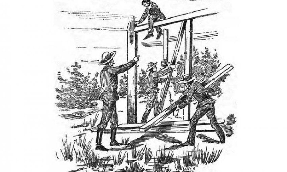 Construcción de La Trocha. Dibujo antiguo